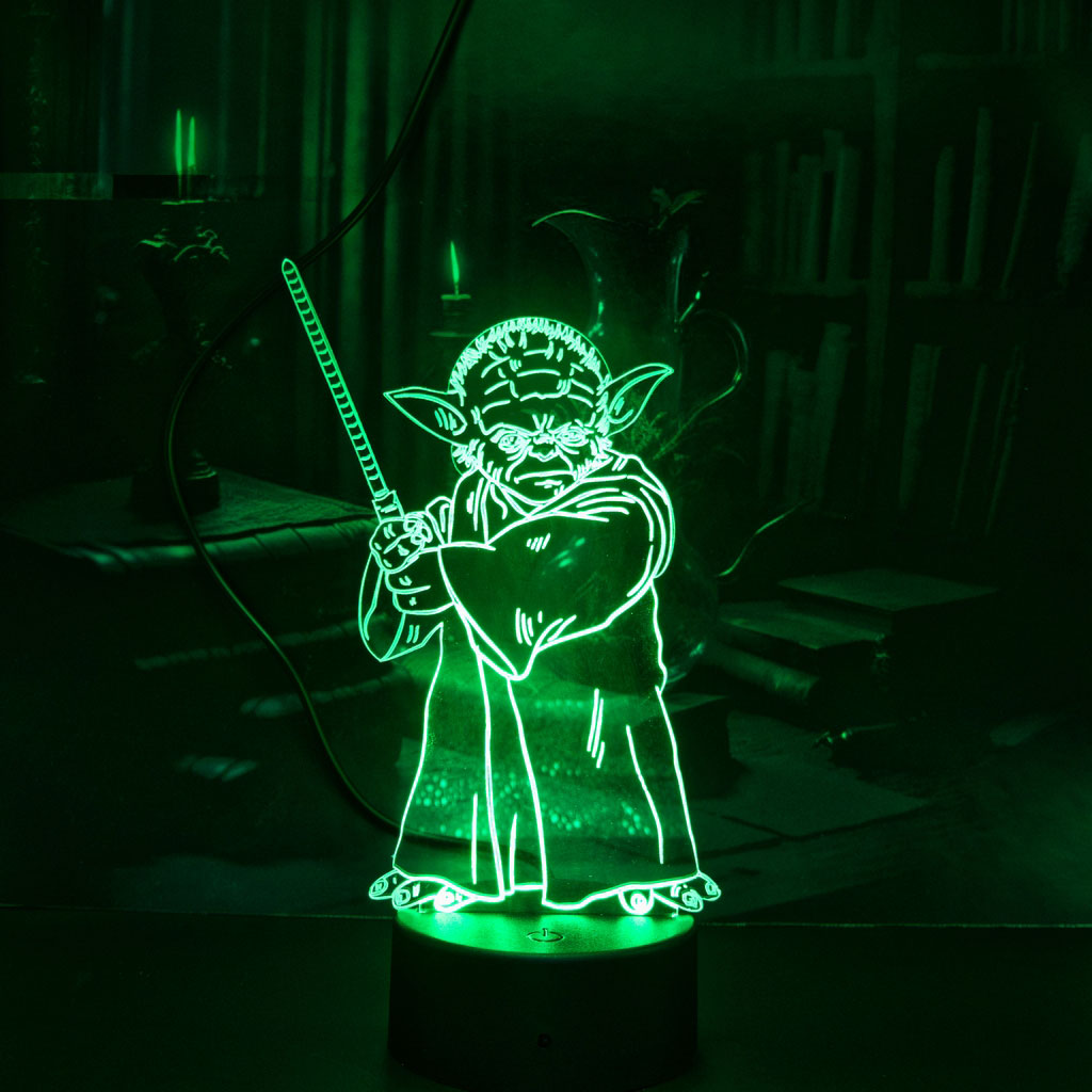 Lampada LED RGB Motivo star wars, maestro Yoda