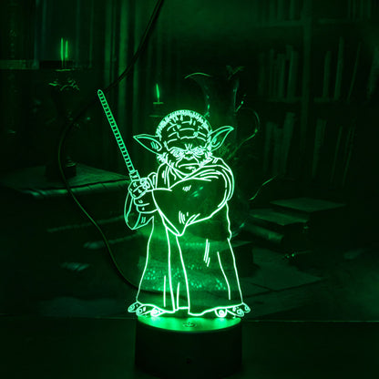 Lampada LED RGB Motivo star wars, maestro Yoda